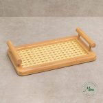 Bandeja Retangular Palha Indiana Sextavada Com Alças 25x15cm - Imagem 4