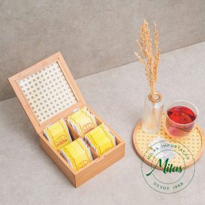 CAIXA DECORATIVA PALHA INDIANA E BAMBU 4 NICHOS 1