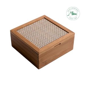 Caixa Decorativa Palha Indiana Quadriculada E Bambu 4 Nichos 4